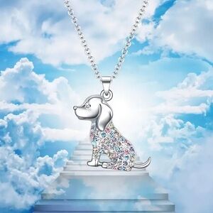 Silvery Crystal Dog Necklace